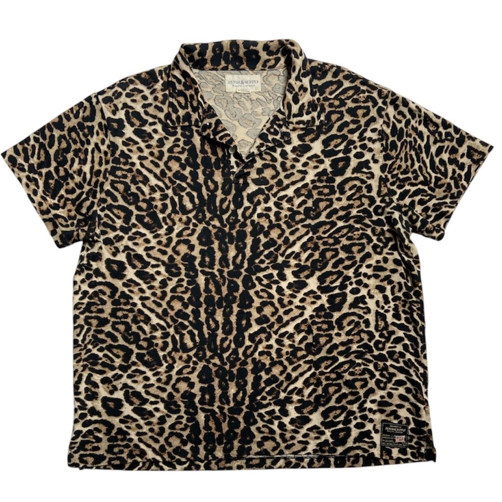 Denim & Supply Ralph Lauren Leopard Print Polo Short Size XL